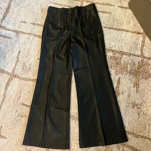 Maeve Collette Cropped Wide Legged Leather pants